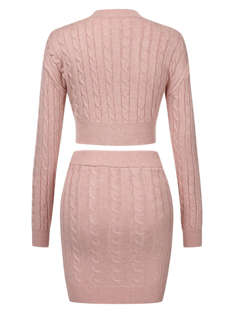 2PCS 1960s Knitted Cropped Sweater & Skirt — because 1960s glamour deserves an encore