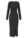 She slips into this 2PCS 1960s Knitted Slit Tube Dress & Short Cardigan and suddenly it's a 1960s daydream