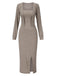 2PCS 1960s Knitted Slit Tube Dress & Short Cardigan: where 1960s romance meets her modern spirit