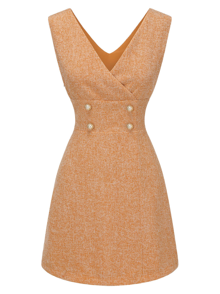 She slips into this 2PCS 1960s Orange Blouse & Tweed Mini Dress and suddenly it's a 1960s daydream