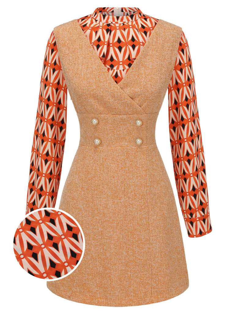 2PCS 1960s Orange Blouse & Tweed Mini Dress: where 1960s romance meets her modern spirit