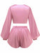 2PCS 1960s Satin Tie-Front Crop Top & Shorts - vintage fashion, retro style