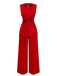 2PCS 1960s Sleeveless Vest & Belted Waist Pants - vintage fashion, retro style