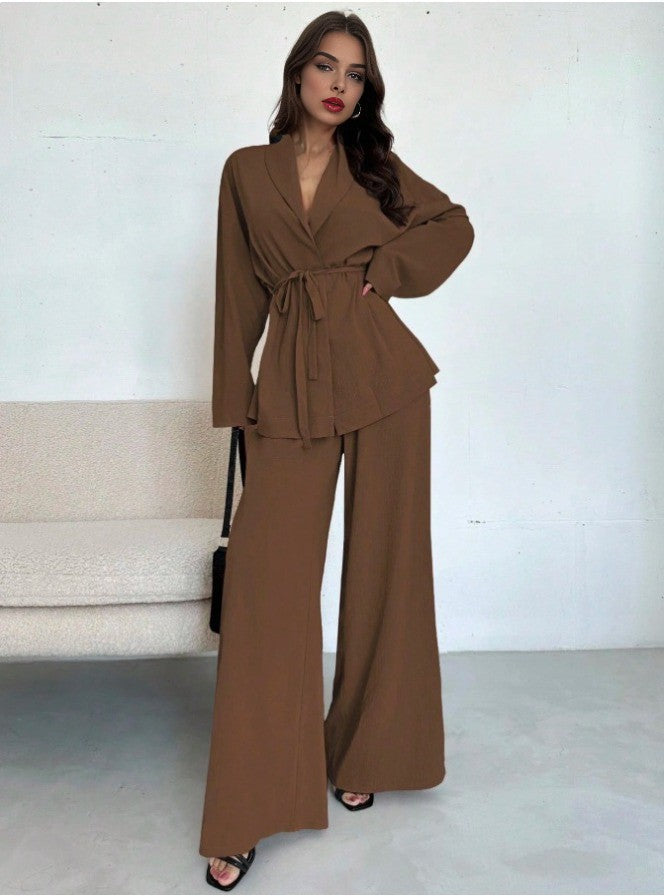 2PCS 1960s Solid Lace-Up Blazer & Pants Set - vintage fashion, retro style