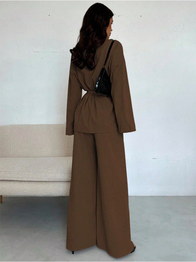 2PCS 1960s Solid Lace-Up Blazer & Pants Set - vintage fashion, retro style