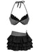 2PCS 1960s Striped Halter Bikini Set & Tiered Cover-Up: beautiful vintage swimwear, retro swimsuit, pin-up style with timeless appeal