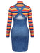 2PCS 1960s Striped High Neck Top & Overall Dress, vintage dress, retro fashion - vintage inspired fashion
