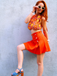 2PCS 1960s Tie Neck Floral Top & Button Solid Skirt - vintage skirt, retro style