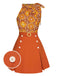 2PCS 1960s Tie Neck Floral Top & Button Solid Skirt: a 1960s classic that whispers rather than shouts