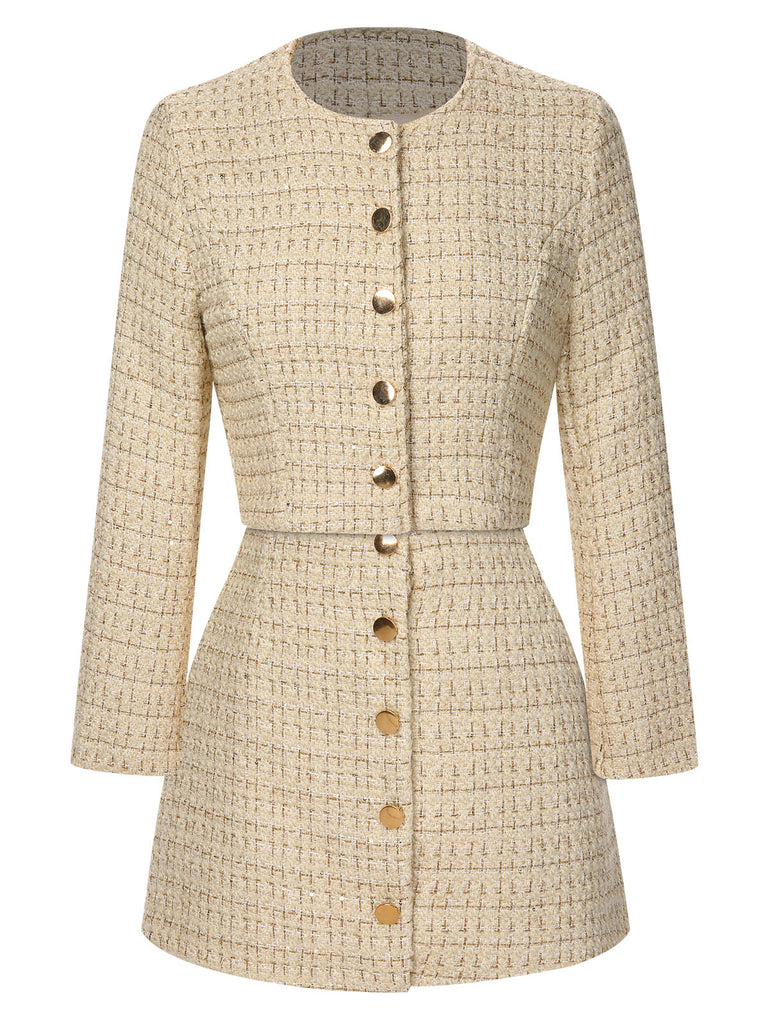 2PCS 1960s Tweed Cropped Coat & A-Line Skirt: 1960s tailoring for the woman who leads