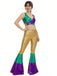 2PCS 1970s Metallic Crop Top & Flare Pants - vintage fashion, retro style