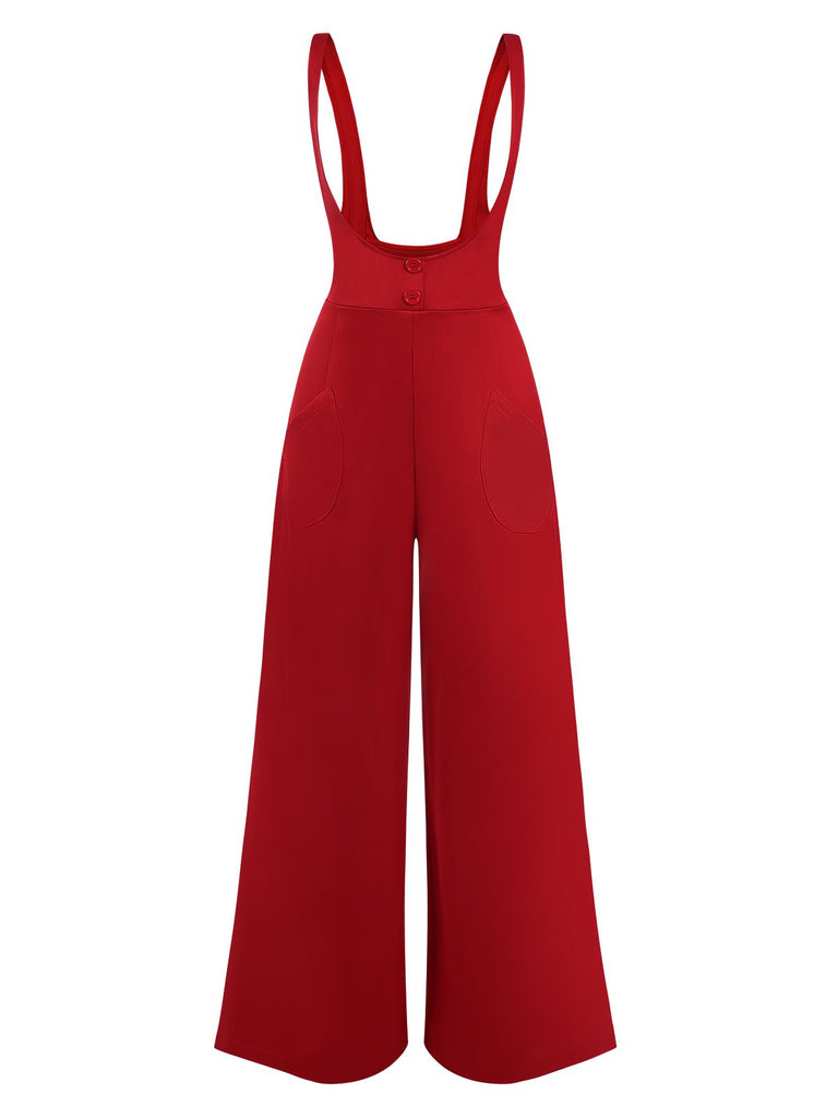 2PCS 1970s Satin High Neck Blouse & Suspender Pants — 1970s elegance she can wear anywhere