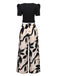 2PCS 1970s Solid Top& Leaf Print Pants - vintage fashion, retro style