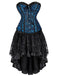 This 2PCS 1970s Steampunk Lace Corset & High Low Skirt spins 1970s stories with every step