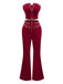 2PCS 1970s Strapless Metal Buckle Punk Top & Pants - vintage fashion, retro style