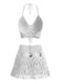 2PCS 1980s Solid Crochet Cover Up Set, bohemian cover up, beach wear - perfect for women who love vintage and retro fashion