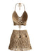 2PCS 1980s Solid Crochet Cover Up Set, bohemian cover up, beach wear - perfect for women who love vintage and retro fashion