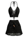 2PCS 1980s Solid Crochet Cover Up Set, bohemian cover up, beach wear - perfect for women who love vintage and retro fashion