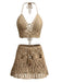 2PCS 1980s Solid Crochet Cover Up Set, bohemian cover up, beach wear - perfect for women who love vintage and retro fashion