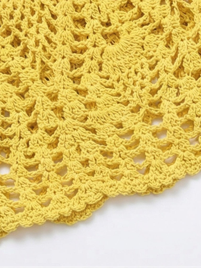 2PCS 1980s Solid Crochet Cover Up Set, bohemian cover up, beach wear - perfect for women who love vintage and retro fashion