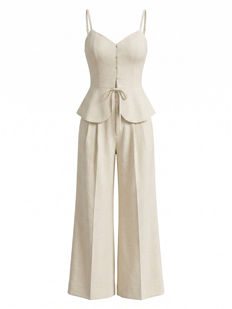 Beige 1950s Vintage Two Piece Set