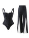 She's wearing 2PCS Black 1940s Gothic Straps Swimsuit & Pants and the whole beach remembers the 1940s