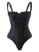 2PCS Black 1940s Gothic Straps Swimsuit & Pants — because 1940s glamour never goes out of style