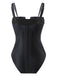 2PCS Black 1940s Gothic Straps Swimsuit & Pants — 1940s poolside glamour meets sun-drenched confidence
