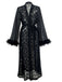 2PCS Black 1940s Lace Sheer Sleepwear Set - vintage nightgown, retro sleepwear, classic black