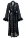 2PCS Black 1940s Lace Sheer Sleepwear Set - vintage nightgown, retro sleepwear, classic black