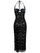 2PCS Black 1940s Lace Sheer Sleepwear Set - vintage nightgown, retro sleepwear, classic black