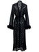 2PCS Black 1940s Lace Sheer Sleepwear Set - vintage nightgown, retro sleepwear, classic black