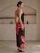 2PCS Black 1950s Floral Swimsuit & Cover-Up - vintage swimsuit, pin-up style, classic black