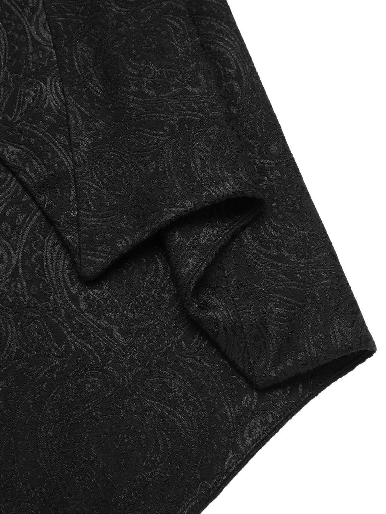 2PCS Black 1950s Gothic Bat Romper & High-Low Cover-Up, vintage romper, retro jumpsuit - perfect for women who love vintage and retro fashion