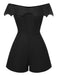Black 1950s Gothic Bat Off-Shoulder Mesh Romper, vintage romper, retro jumpsuit - perfect for women who love vintage and retro fashion