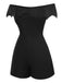 Black 1950s Gothic Bat Off-Shoulder Mesh Romper, vintage romper, retro jumpsuit - perfect for women who love vintage and retro fashion