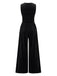 2PCS Black 1950s Mesh Top & Velvet Jumpsuit - vintage jumpsuit, retro fashion, classic black