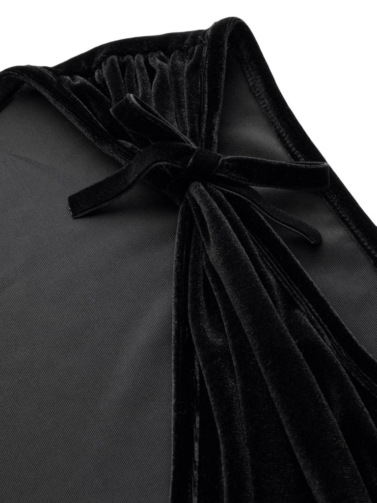 2PCS Black 1950s Mesh Top & Velvet Jumpsuit - vintage jumpsuit, retro fashion, classic black
