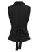She pairs this 2PCS Black 1960s V-Neck Vest Top & Pleated Skirt with confidence and 1960s charm