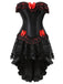 She sways in this 2PCS Black & Red 1970s Steampunk Bow Corset & Skirt and it's pure 1970s magic