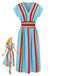 2PCS Blue 1940s Stripe V-Neck Top & Skirt - vintage skirt, retro style for vintage lovers