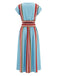 2PCS Blue 1940s Stripe V-Neck Top & Skirt - vintage skirt, retro style for vintage lovers