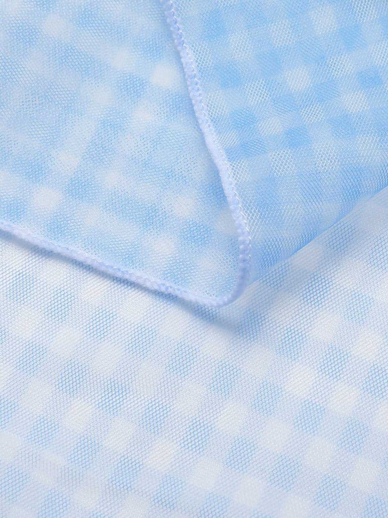 2PCS Blue 1950s Plaids Swimsuit & Mesh Cover-Up — 1950s poolside glamour meets sun-drenched confidence