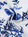 Dark Blue 1950s Floral Square Neck Belted Dress 7