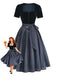 2PCS Blue 1950s Square Neck Velvet Dress & Polka Dot Apron, vintage dress, retro fashion, rockabilly, pin-up fashion - vintage inspired fashion