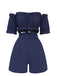 2PCS Blue 1950s Strapless Smocked Top & Shorts, vintage top, retro blouse - perfect for women who love vintage and retro fashion