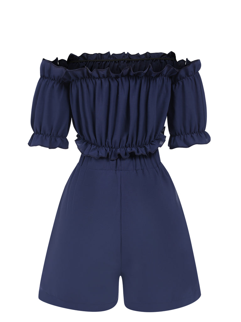 2PCS Blue 1950s Strapless Smocked Top & Shorts, vintage top, retro blouse - perfect for women who love vintage and retro fashion