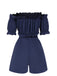 2PCS Blue 1950s Strapless Smocked Top & Shorts, vintage top, retro blouse - perfect for women who love vintage and retro fashion