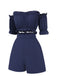 2PCS Blue 1950s Strapless Smocked Top & Shorts, vintage top, retro blouse - perfect for women who love vintage and retro fashion
