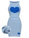 She pairs this 2PCS Blue 1960s Knitted Heart Cropped Top & Skirt with confidence and 1960s charm